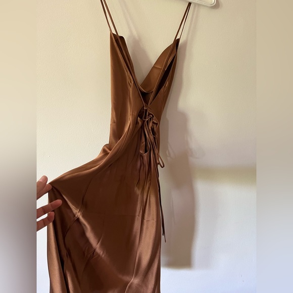 Bronze cowl neck slit dress - Picture 2 of 4